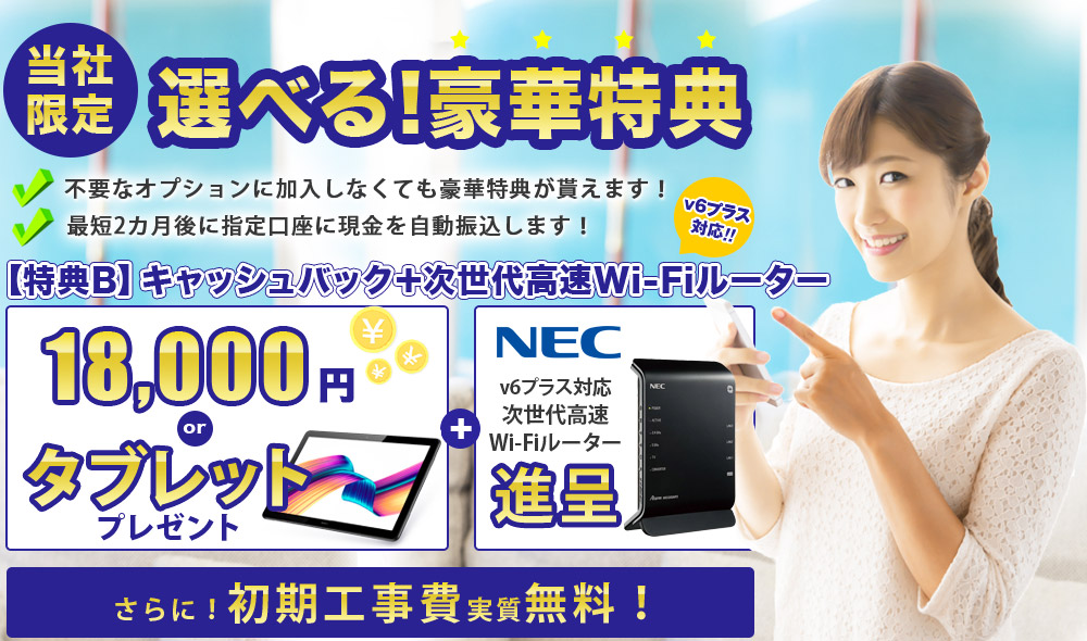 アウンカンパニー のBIGLOBE光のキャッシュバック金額