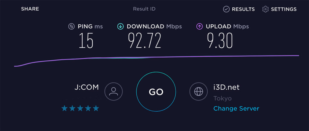 SPEEDTESTテスト結果画面