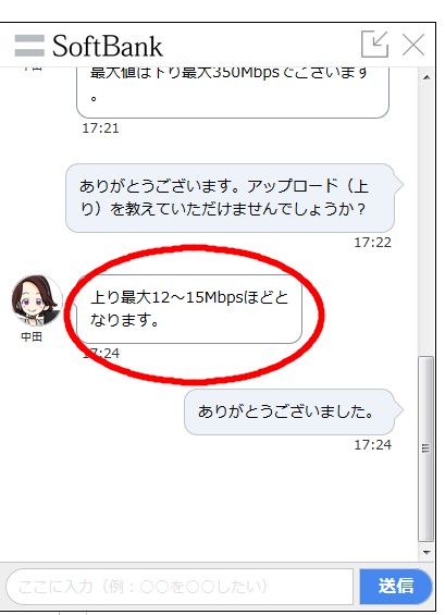 ソフトバンクエアーASoftbankAir上り速度