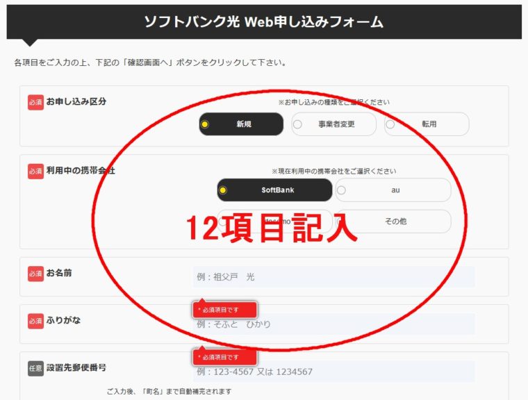 S&Nパートナーの申込フォーム