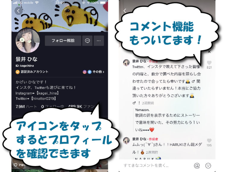 TikTokの画面説明