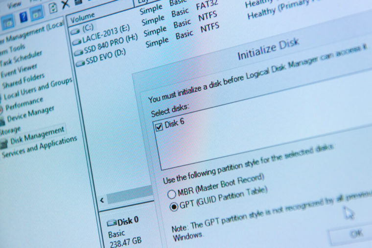 SSDをフォーマット