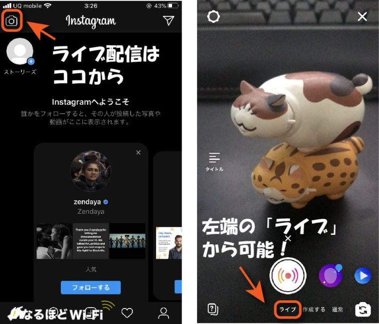 インスタグラムの配信方法