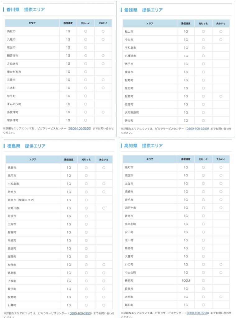 ピカラ提供エリア